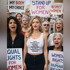 CHNGE “Only Respecting Women…” Cropped Waffle Knit Tank